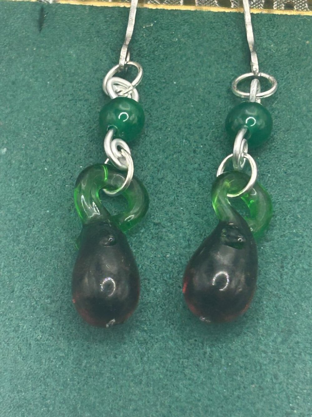 Handmade Glass Eggplant Earrings